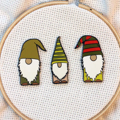 Christmas Gnome Enamel Needle Minder by Snarky Crafter Designs