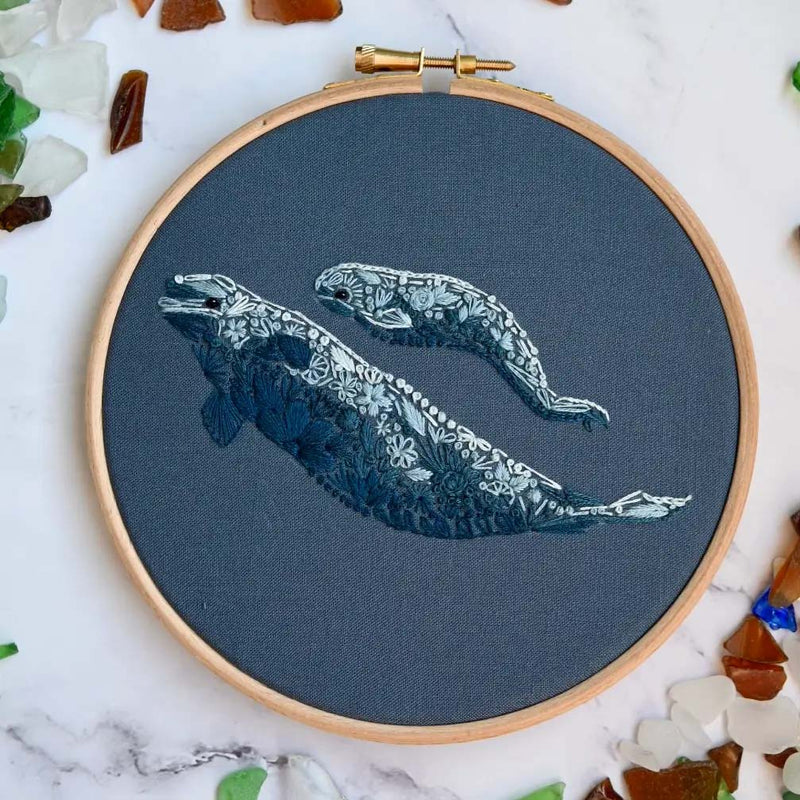 Baby Beluga Kit Embroidery Kit From Nest Embirdery
