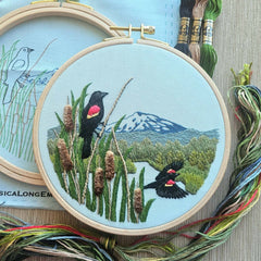 Red-Winged Blackbirds Embroidery Kit Intermediate By Jessica Long Embroidery