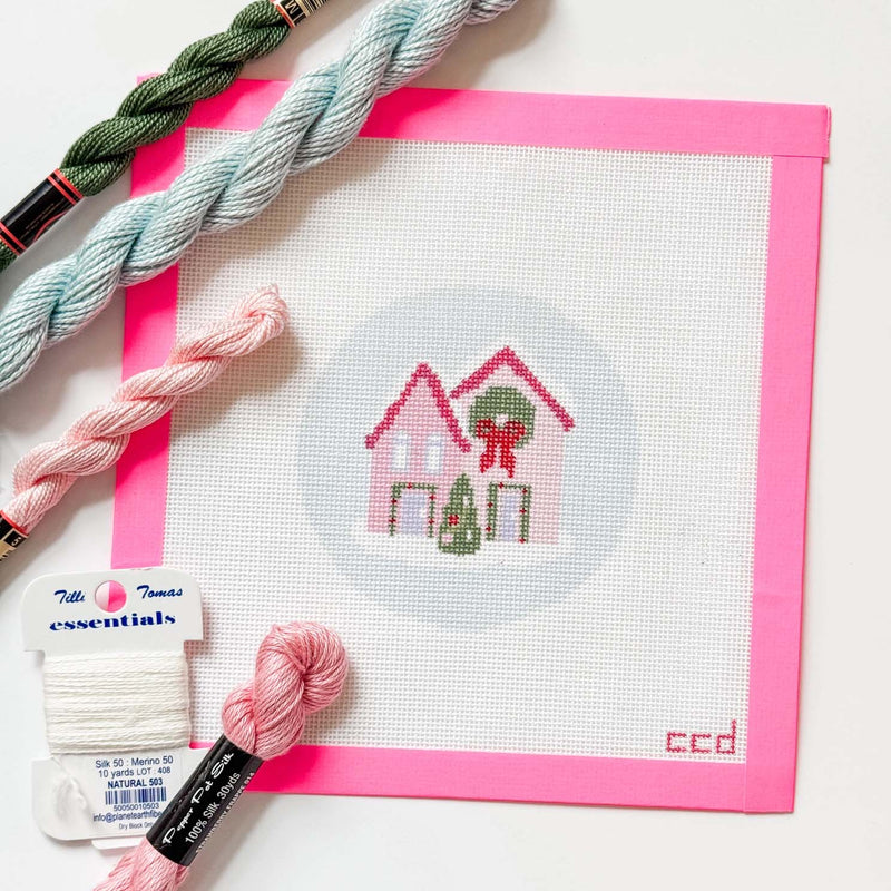 Christmas Houses Ornament Needlepoint Canvas 18 Mesh 4” By Cotswold Co Designs