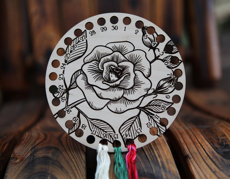 Rose Bush Embroidery Floss Maplet Storage Holder From Sunrise Grove