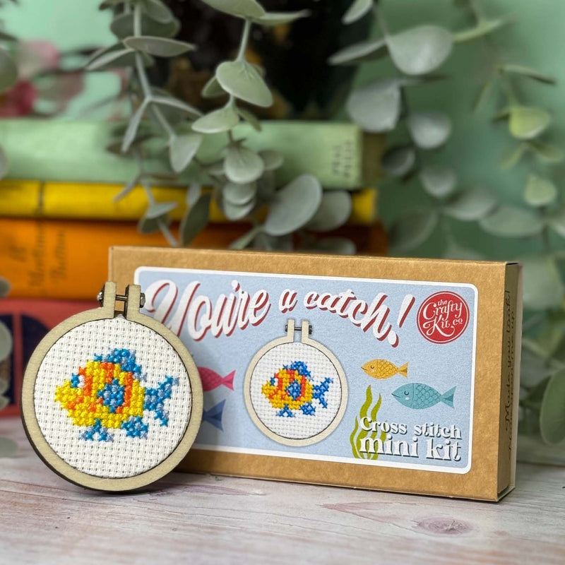 "Your a Catch" Mini Matchbox Cross Stitch Kit Counted Cross Stitch Kit From Craft Kit Company