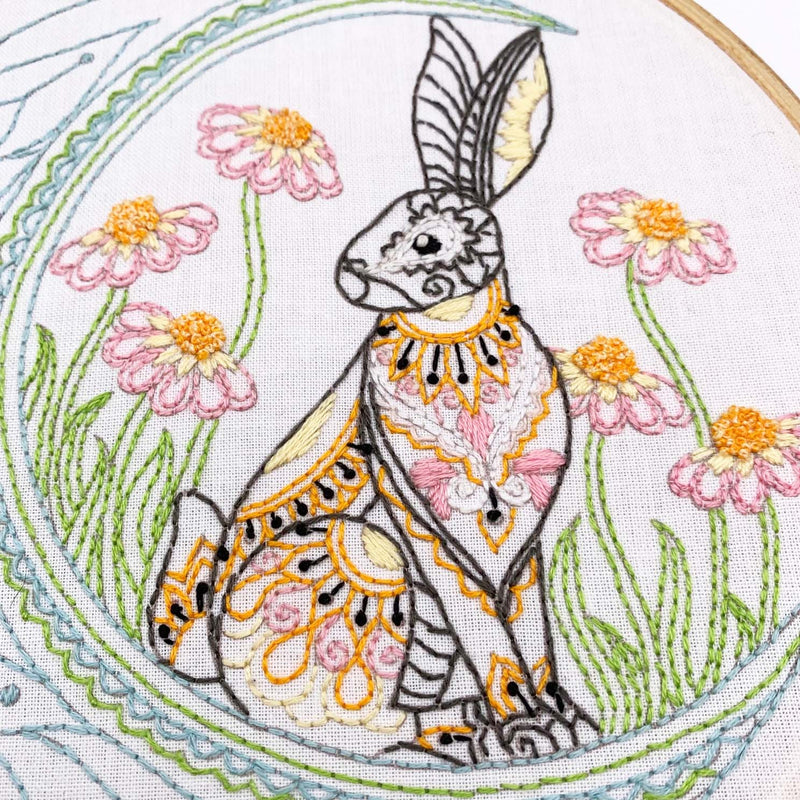 Celestial Hare Embroidery Kit Boxed With Hoop By Cinnamon Stitching