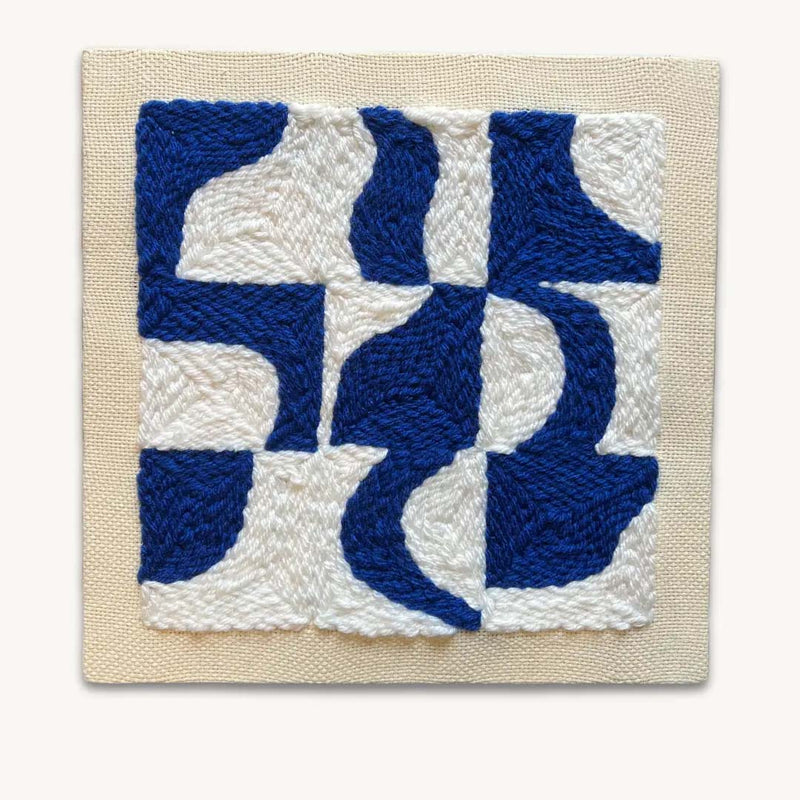 Rudia Royal Blue  Punch Needle Embroidery Kit - Abstract Wall Art From Both Hands Crafts