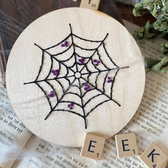 Fall & Halloween Spiderweb Ornament -Diy Wood Embroidery Kit -  EMBROIDERY KIT By HNB House Embroidery