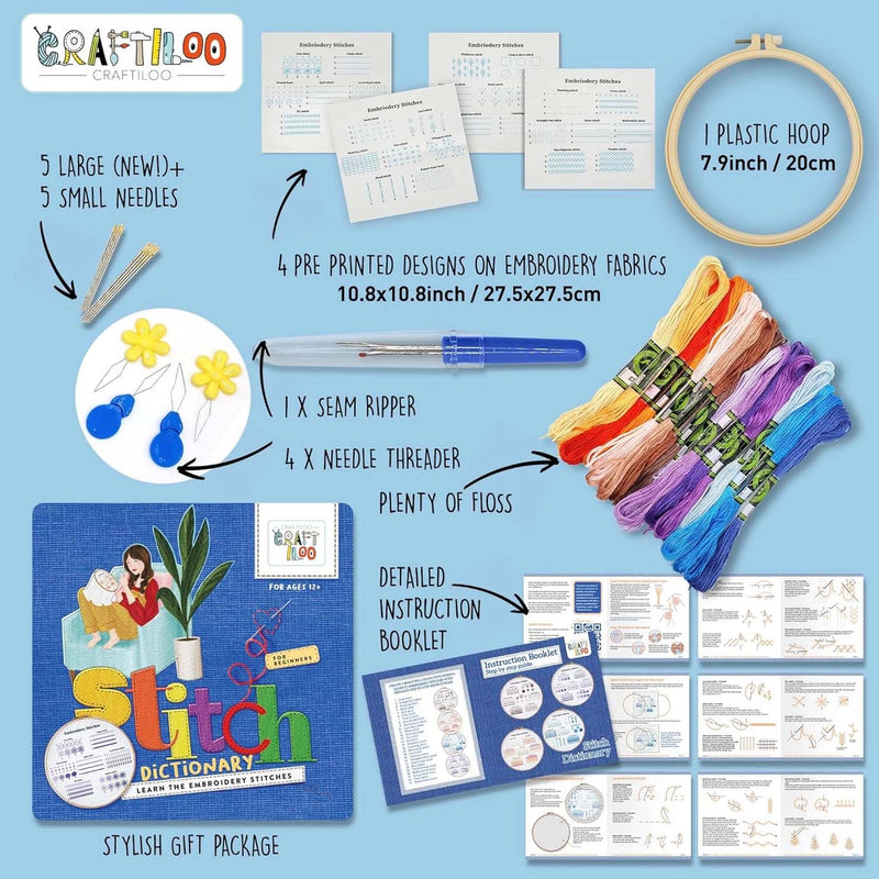 Stitch Dictionary Practice Embroidery Kit From Craftiloo