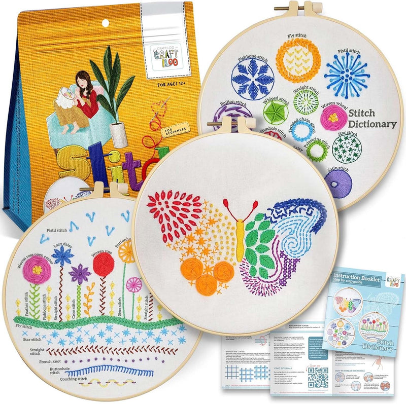 Stitch Dictionary Butterfly Embroidery Kit From Craftiloo