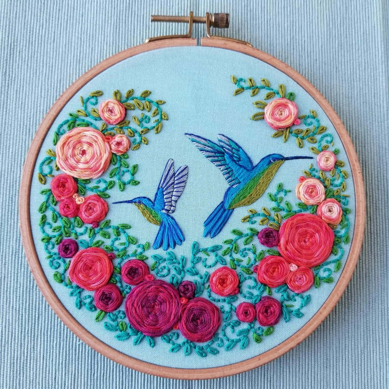 Summer Hummingbirds Beginner Hand Embroidery Kit By Jessica Long Embroidery