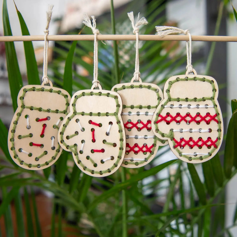 Yarn Christmas Mitten Wooden Ornament Embroidery Kit By Still Magnolia
