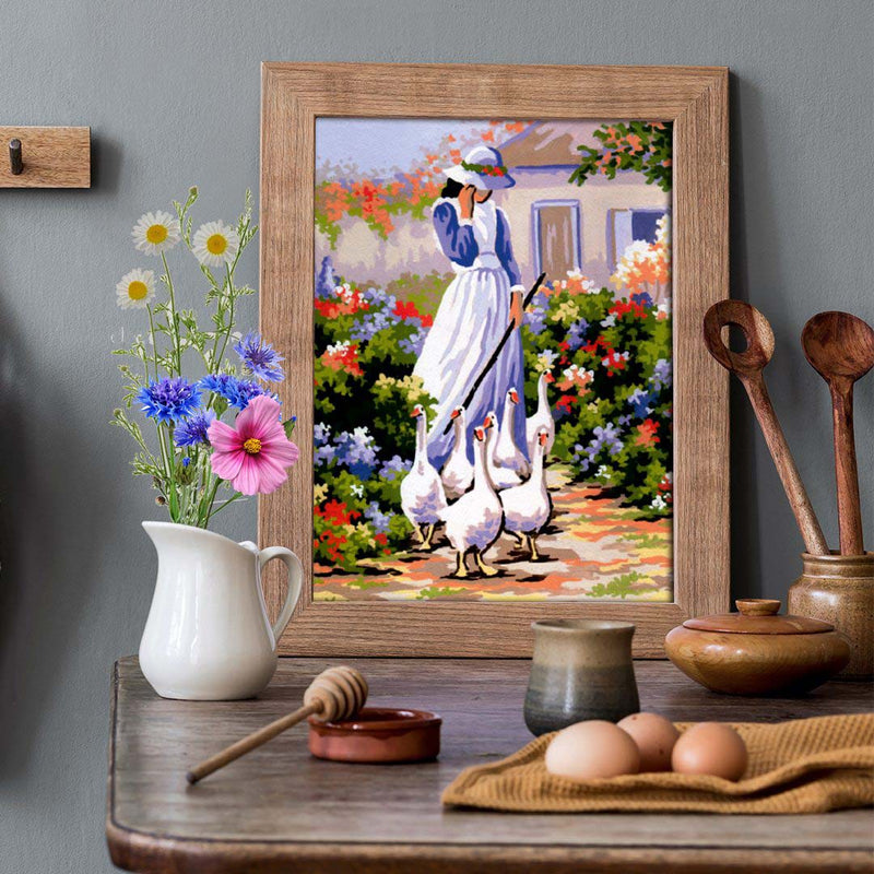 Goose Girl Tapestry Printed Kit- Needlepoint Stamped Needlepoint Kit 8x10"