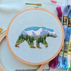 Mountain Bear Embroidery Kit from Jessica Long Embroidery