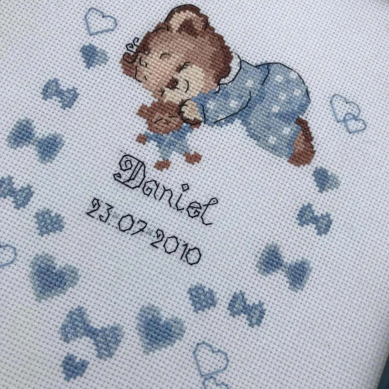 Boy Baby Bear Birth Announcement by Riolis Counted Cross Stitch Kit