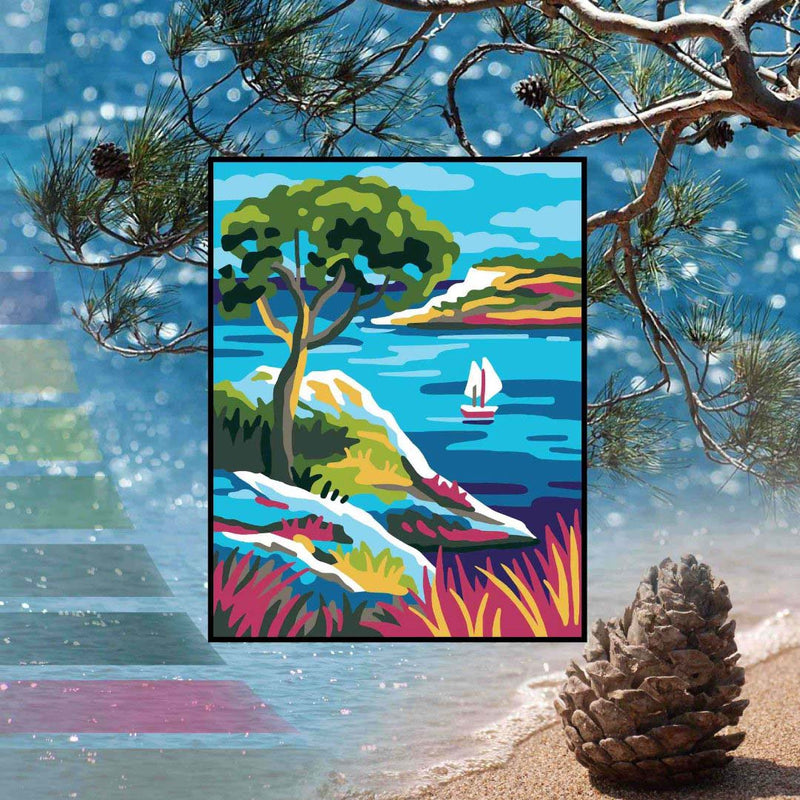 White Sails Landscape Tapestry Printed Kit- Needlepoint Stamped Needlepoint Kit 8x10"