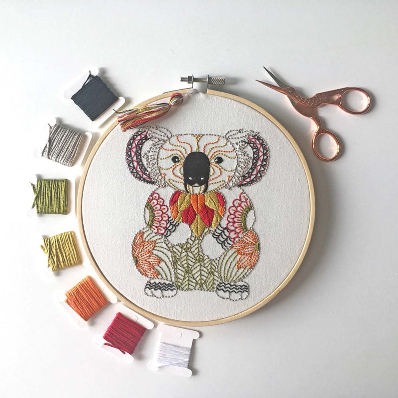 Koala Bear Embroidery Kit Boxed With Hoop By Cinnamon Stitching