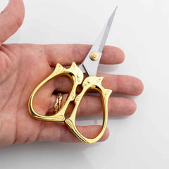 Golden Cat Embroidery Scissors with Sheath From Twice Sheered Sheep