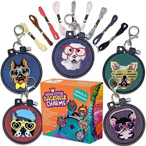 5 Stamped Cross Stitch Kits-Dogs From Craftiloo