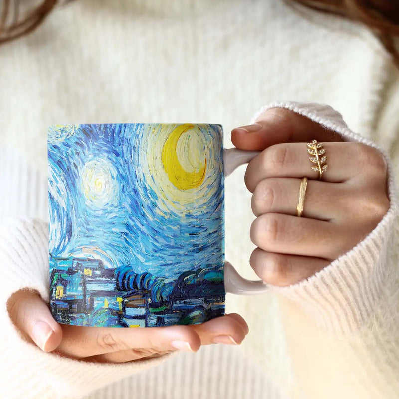 Van Gogh Starry Night 14 oz Porcelain Mug -Contemporary Mug From Rain Capers