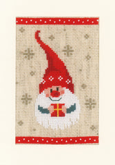 Playful Christmas Gnome Holiday Greeting Cards  by Vervaco Counted Cross Stitch Kit 4.25 