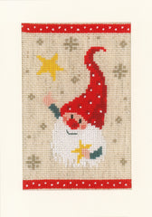 Playful Christmas Gnome Holiday Greeting Cards  by Vervaco Counted Cross Stitch Kit 4.25 