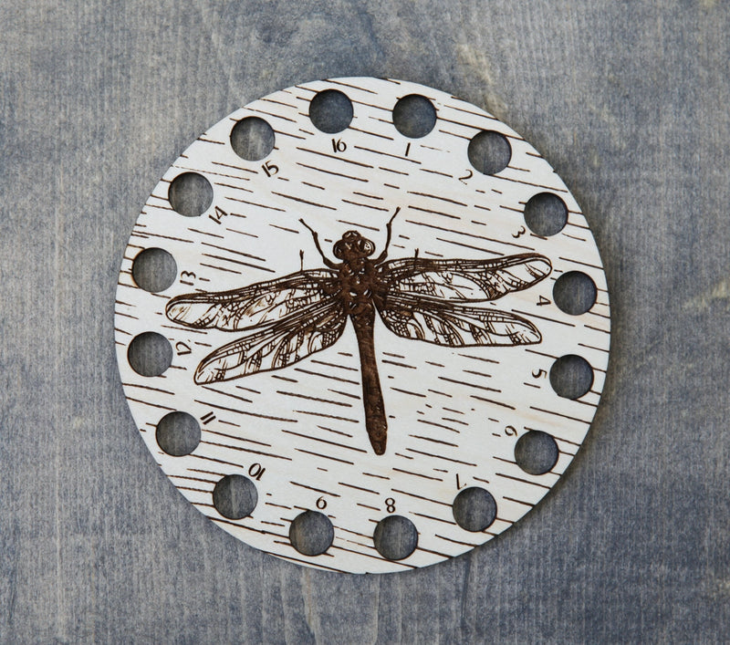 Dragonfly Maple Wood Circle Embroidery Floss Storage Holder From Sunrise Grove