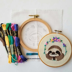 Smiling Sloth Embroidery Kit By Jessica Long Embroidery