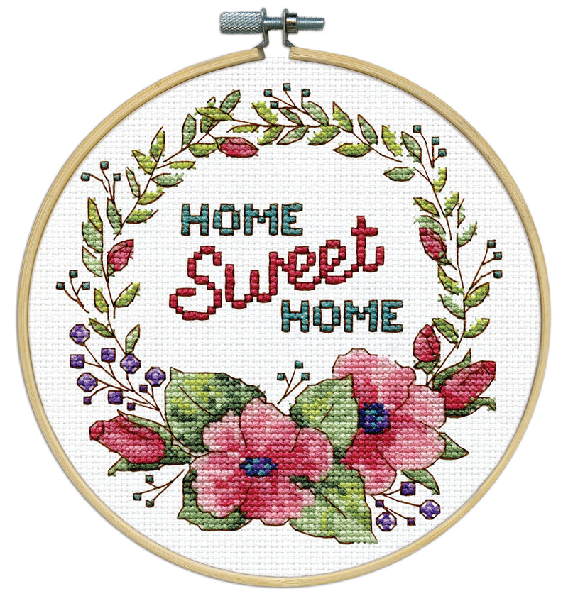 HOME SWEET HOME  8" Round  (11 Count) by Design Works Counted Cross Stitch Kit