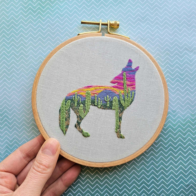 Desert Coyote Embroidery Kit Jessica Long Embroidery