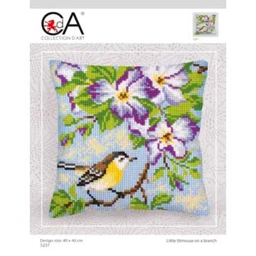 Needlepoint Pillow Kit Bird On A Branch - Needlepoint Stamped Needlepoint Kit 16x16"