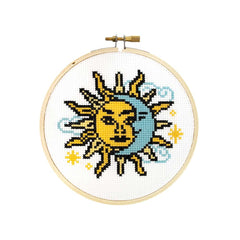 Sun and Moon Counted Cross Stitch Diy Kit From The Stranded Stitch