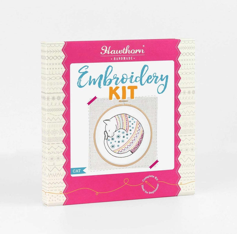 Cat Embroidery Kit  Complete Craft Kit For Beginners From Hawthorn Handmade