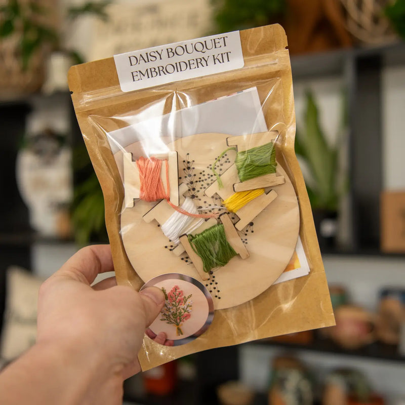 Peonie Bouquet Wooden Ornament Embroidery Kit By Still Magnolia