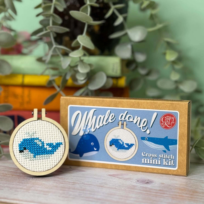 "whale Done!' Mini Matchbox Cross Stitch Kit Counted Cross Stitch Kit From Craft Kit Company