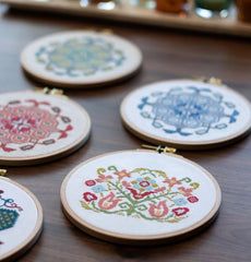 Clara's Garden Cross Stitch Hoop Kit by Avlea Folk Embroidery