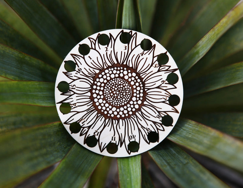 Sunflower Embroidery Maple Wood Floss Storage Holder From Sunrise Grove