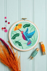 Hummingbird Cross Stitch Kit  Beginner Craft Kit From Hawthorn Handmade