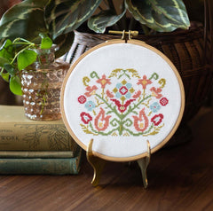 Clara's Garden Cross Stitch Hoop Kit by Avlea Folk Embroidery