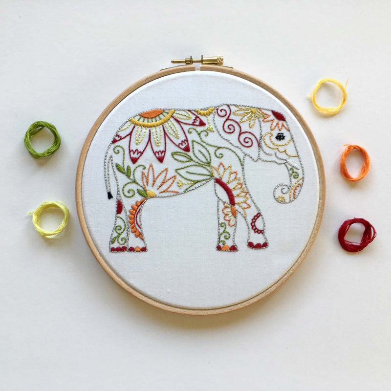 Elephant Embroidery Kit Boxed NO Hoop By Cinnamon Stitching