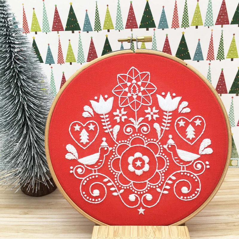 Christmas Design #7 Embroidery Fabric Embroidery Stamped  Fabric By Cinnamon Stitching