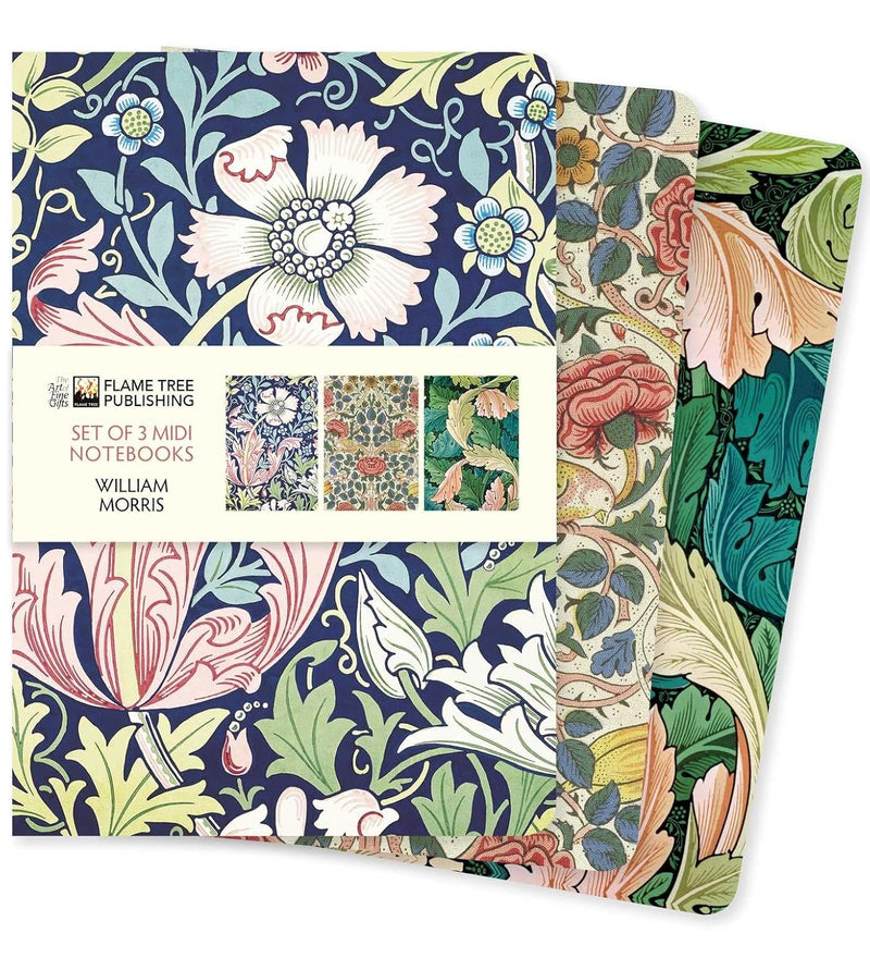 William Morris Set of 3 Midi Notebooks From Flame Tree Studios