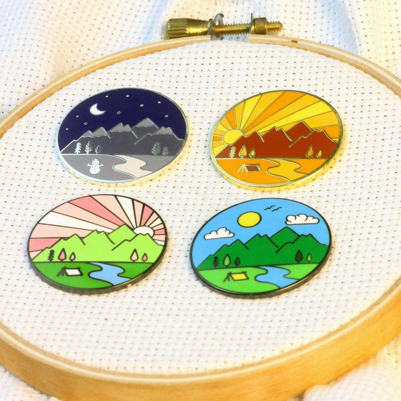 Four Seasons Set of 4-Enamel Needle Minders by Snarky Crafter Designs