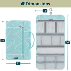 Deluxe Hanging Organizer Bag- 4 Inner Sections- Sewing Supply Organizer with Pockets By Pavilia-Teal Chevrons