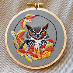 Great Horned Owl Hand Embroidery Kit By Jessica Long Embroidery