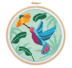 Hummingbird Cross Stitch Kit  Beginner Craft Kit From Hawthorn Handmade