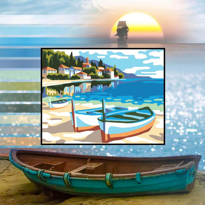 Calm On the Sea Tapestry Printed Kit- Needlepoint Stamped Needlepoint Kit 8" x 10" From Collection D'Art