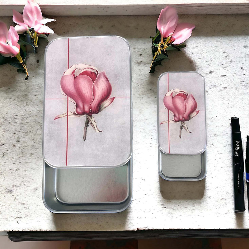 Pink Magnolia Tin NEEDLE CASE NEEDLE ORGANIZER-Small