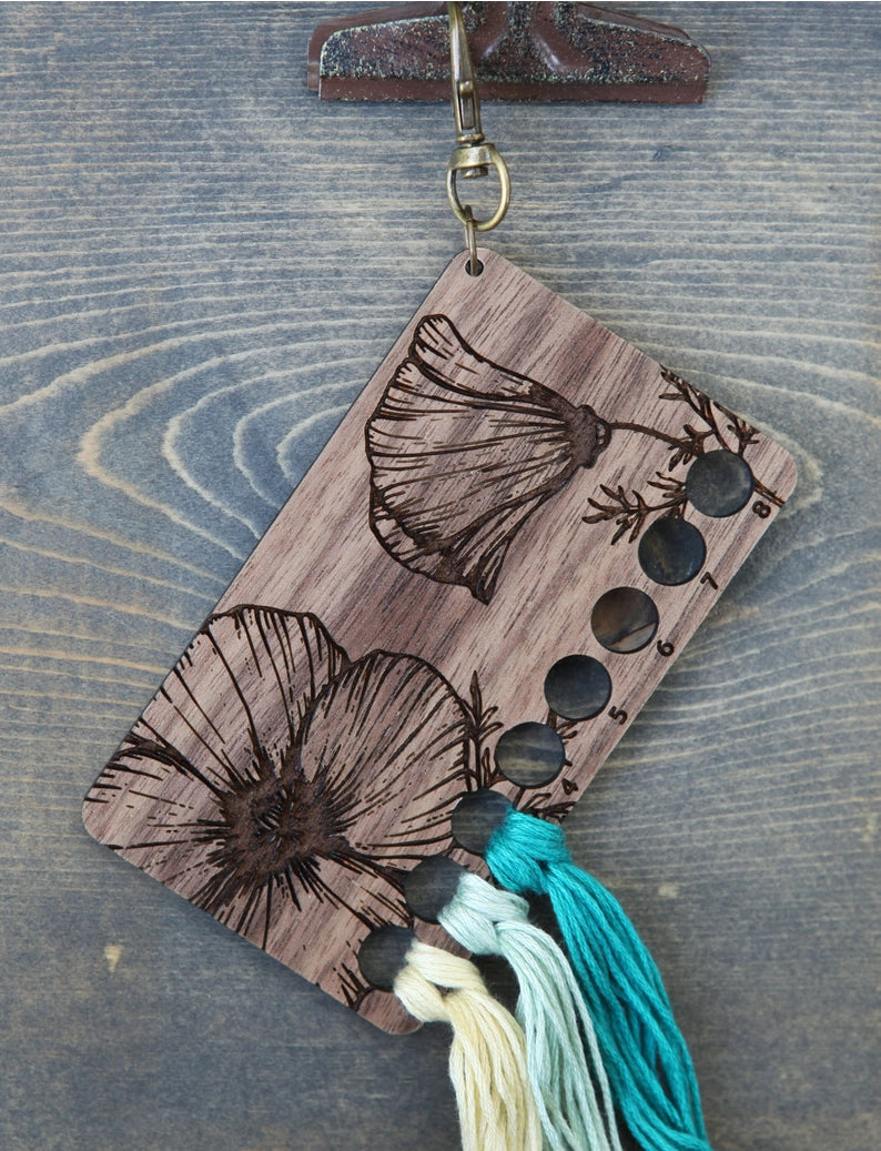 Poppy Embroidery Floss Walnut Storage Holder From Sunrise Grove
