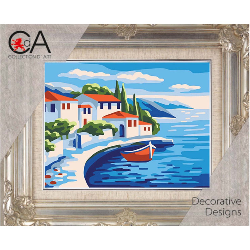 Scarlet Roofs  Landscape Tapestry Printed Kit- Needlepoint Stamped Needlepoint Kit 8x10"