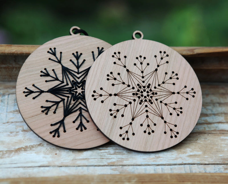 Embroidery Snowflake Diy- Winter Wood Ornament Kit From Sunrise Grove
