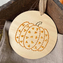 Fall & Halloween Floral Pumpkin-Diy Wood Embroidery Kit -  EMBROIDERY KIT By HNB House Embroidery