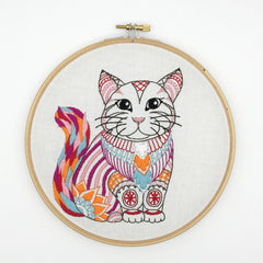 Cat Embroidery Kit By Cinnamon Stitching